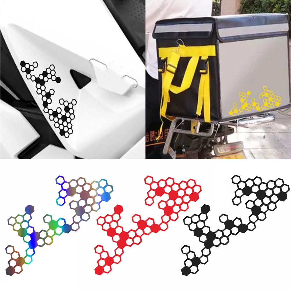 Honeycomb Reflective Car Stickers Helmet Moto Auto Vinyl Grid Shaped Decal Accessories Decor Motorcycle Scooter Body Tail Lights