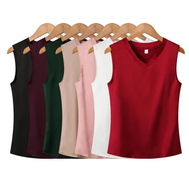 Silk Imitation Vest Sleeveless Top V-neck - Image 6