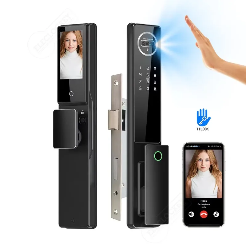 TTlock Fully Automatic Digital Smart Locks 3D Face Fingerprint Palm Vein Recognition WiFi Camera Video Intercom Smart Door Lock