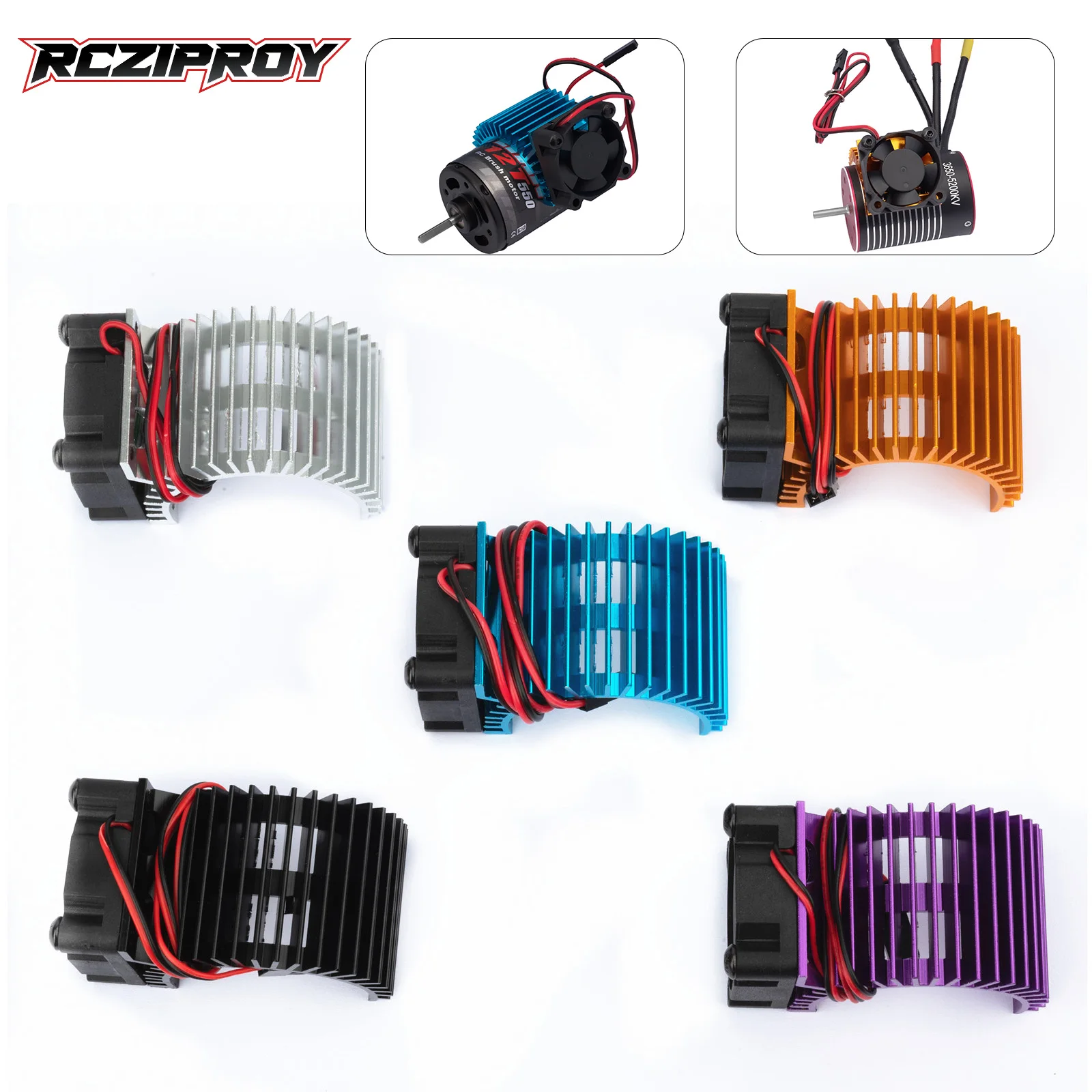 Ventilador de Refrigeración para Motor RC, Radiador para Motor sin Escobillas 1/10 RC 540 550 3650 3670, para Coche RC, Camioneta, Motocicleta Todoterreno
