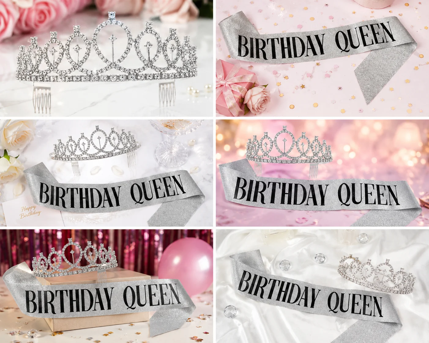 1PC Women's Birthday Queen Sash and Crown Set, Glitter Birthday Girl Party Decoration, Suitable for Gifting image 6