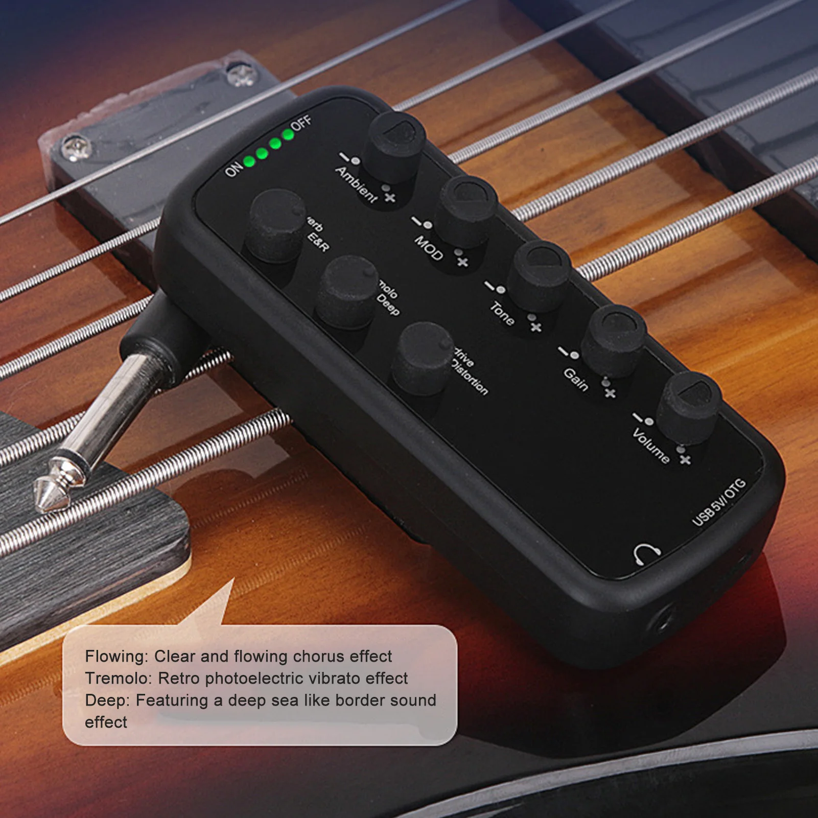 

Усилитель для наушников Bass Headphone Amplifier с эффектом акустического перегрузочного дисторшна и изменения тембра, аккумулятор 600 мАч, USB-перезаряжаемый, для гитар