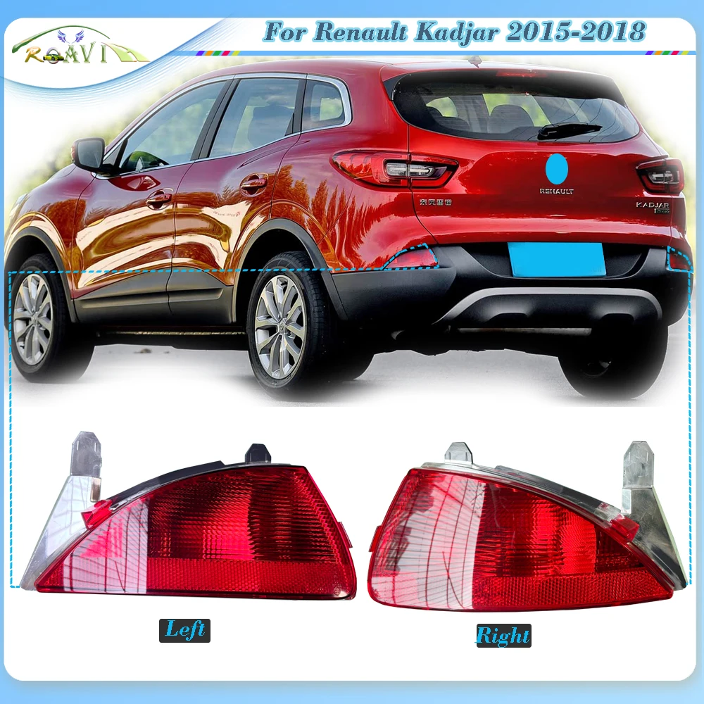 

Roavia For Renault Kadjar 2015-2018 Car Rear Bumper Lights Left Right Side Rear Bumper Light Rear Reflector Lamp No Bulb