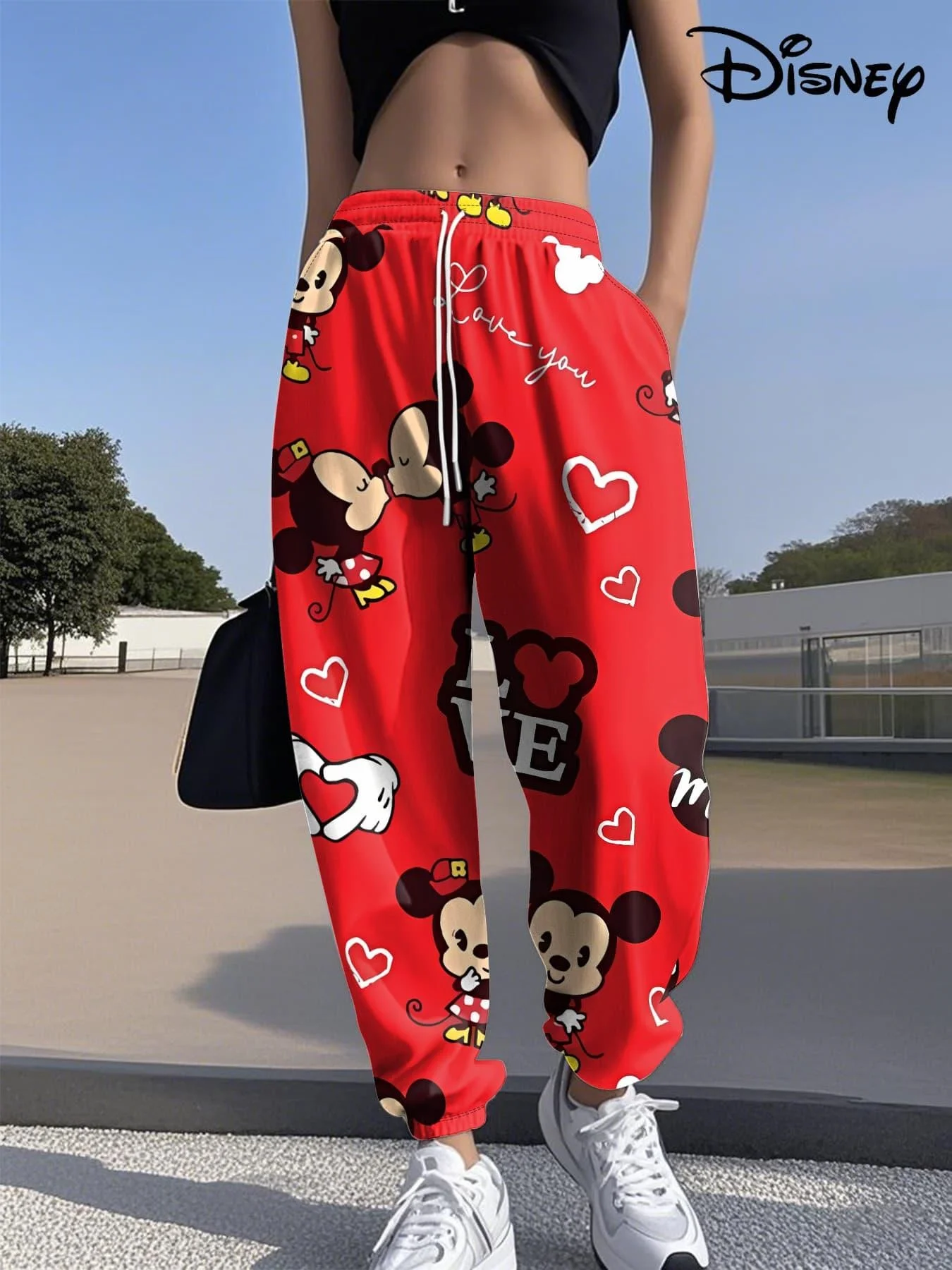 Disney Cartoon Mary Cat Mickey Minnie Series Street Primavera e Autunno Style Leg Binding Pants Bestseller per adulti da donna oversize