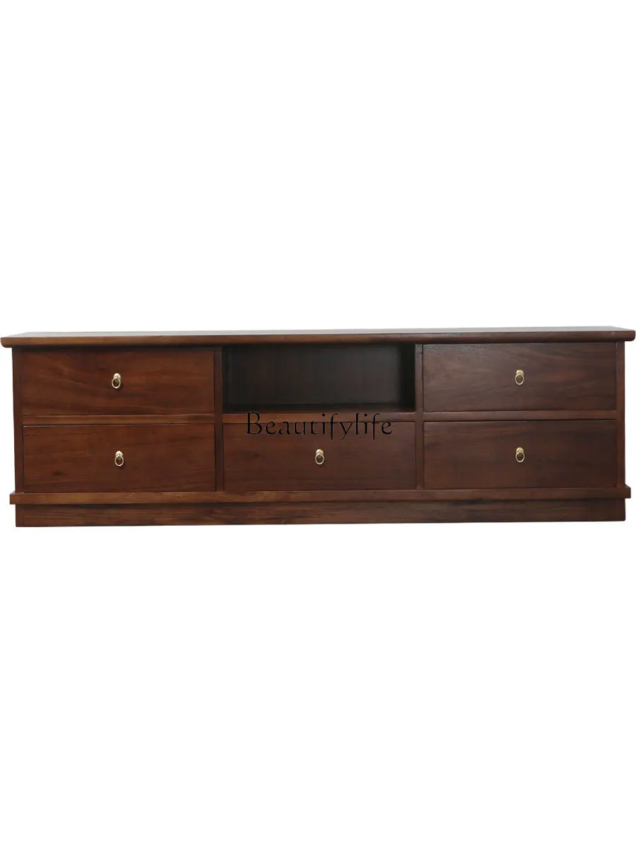 

TV Cabinet New Chinese Style Solid Wood Ugyen Wood Living Room Complete Storage Side Cabinet Log Furniture