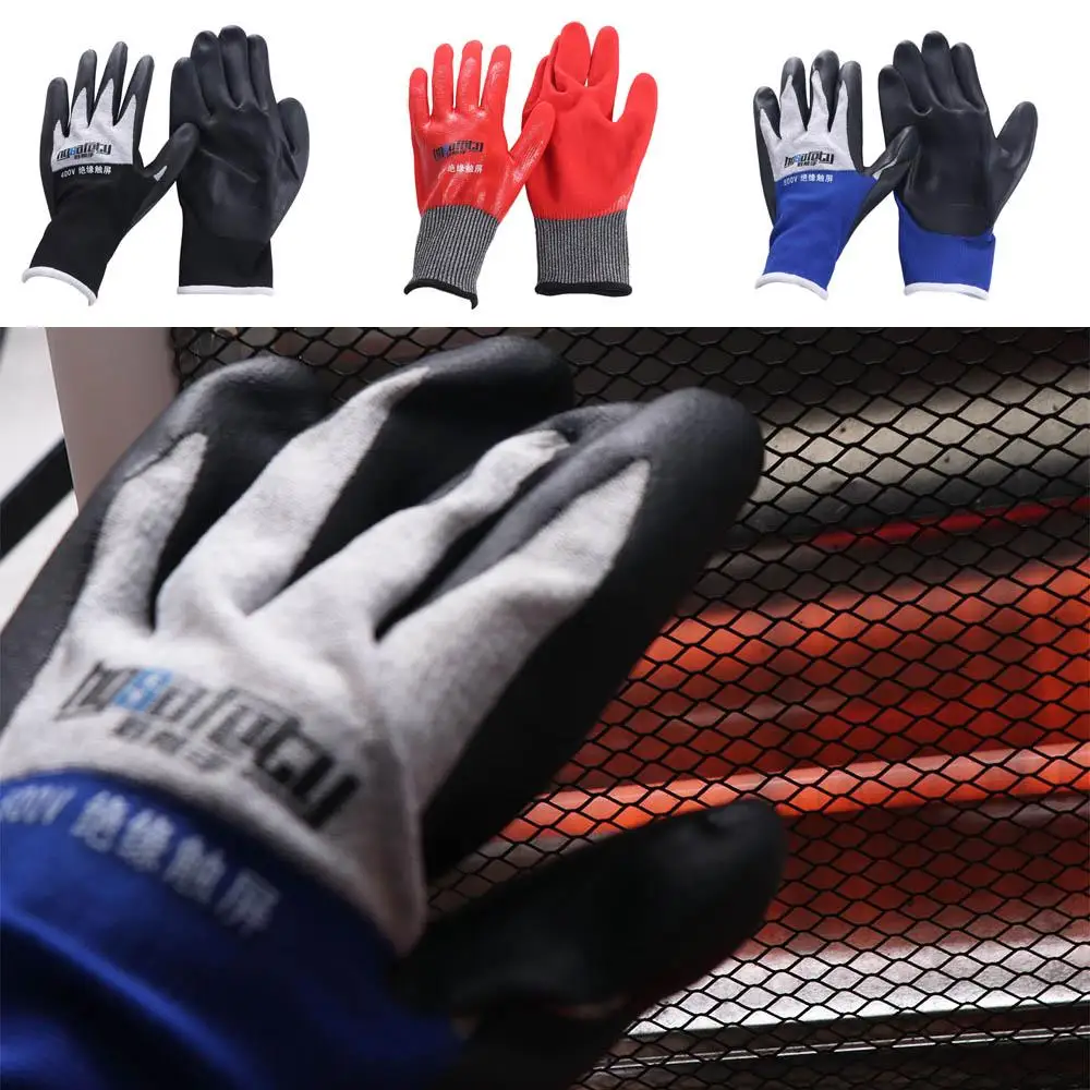 Withstanding Voltage 400V/500V Electrical Insulating Gloves Oil Proof Touch Screen Anti-Electricity Gloves Safety Nitrile
