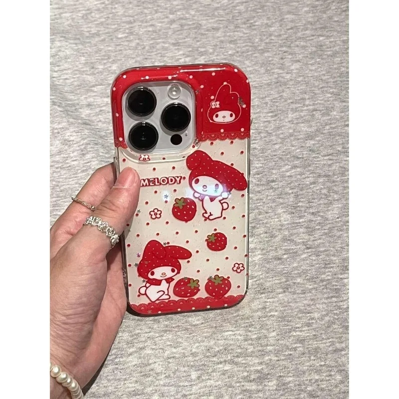

Чехол для телефона Kawaii My Melody в стиле аниме с браслетом, подходит для Apple 11/12/13/14/15/16/17/pro/promax/plus, ударопрочный