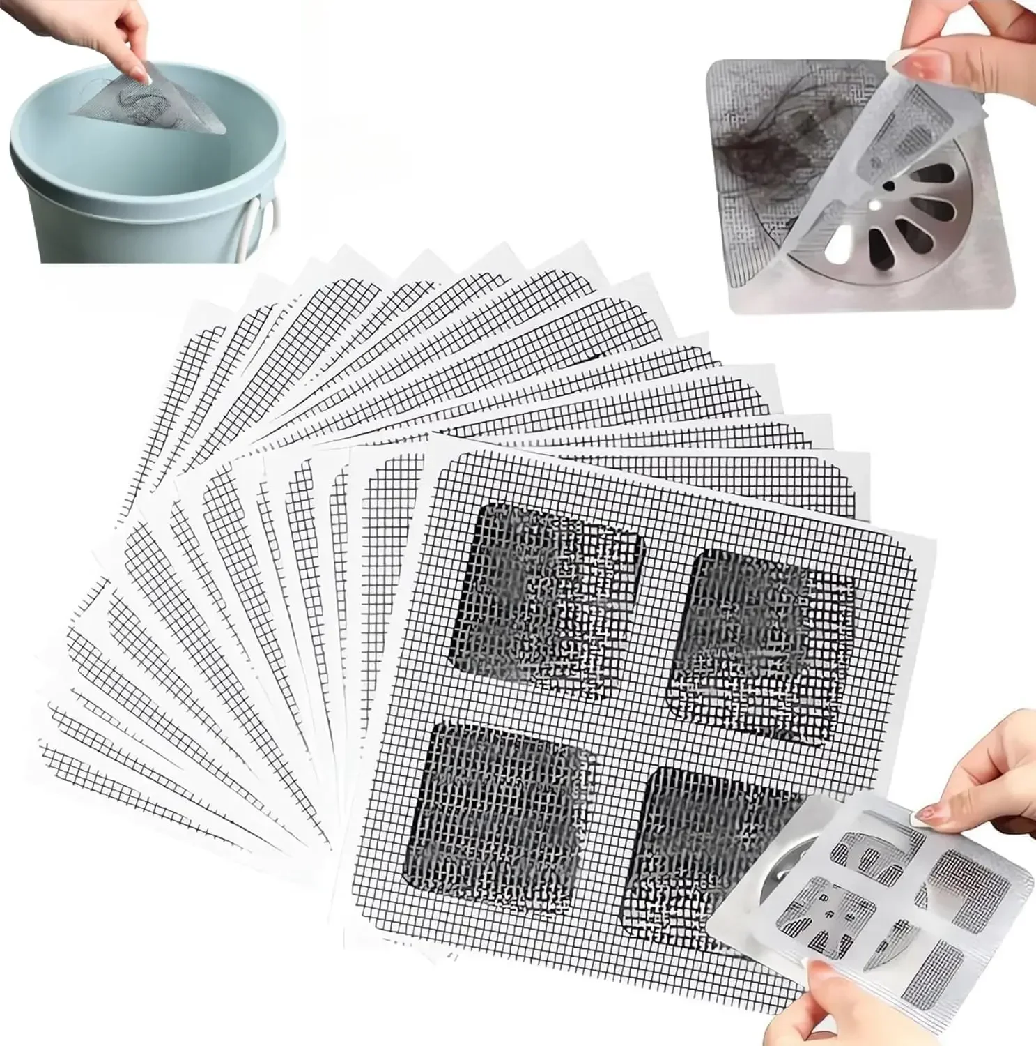 Disposable Hair Drain Catcher Mesh Anti-blocking Shower Bathroom Filter Stopper Floor Drains Sticker Window Screen Repair Patch