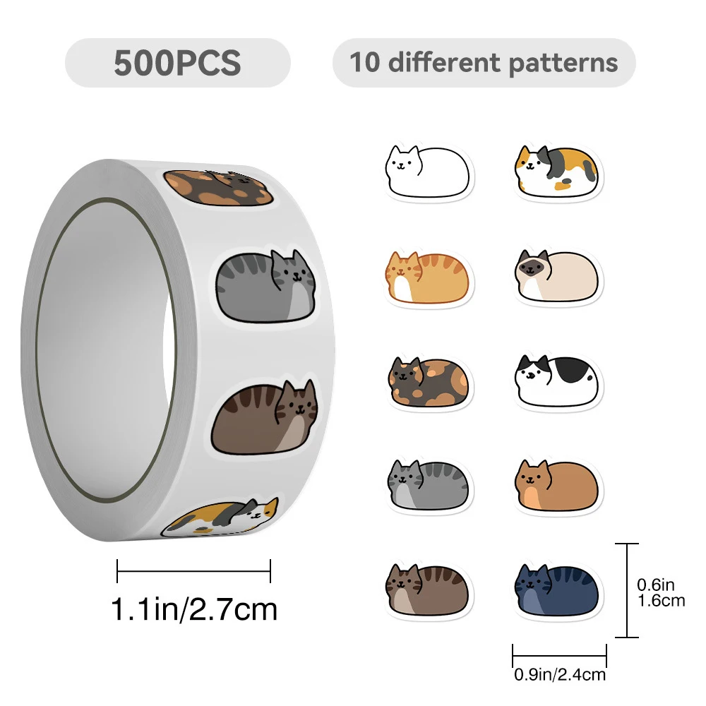 500pcs/roll Cute Cartoon Cat Tuo Tuo Reward Stickers Sealing Labels Sticker Luggage Phone Laptop Funny Graffiti Decals Kids Toy