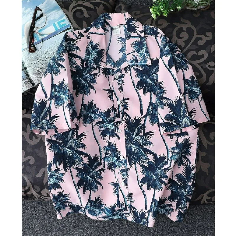 メンズビーチ半袖夏ルーズカジュアルプリントビーチ休暇サーフィン通気性速乾クールメンズアロハシャツ