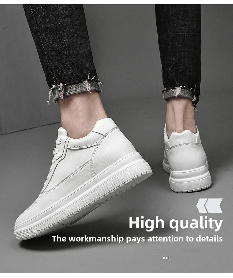 Lift Turnschuhe Mann Aufzug Schuhe Höhe Erhöhen Einlegesohle 8 cm Weiß Schwarz Größere Schuhe Männer Freizeit Mode Sport Plus größe 36-44 – Detail 16