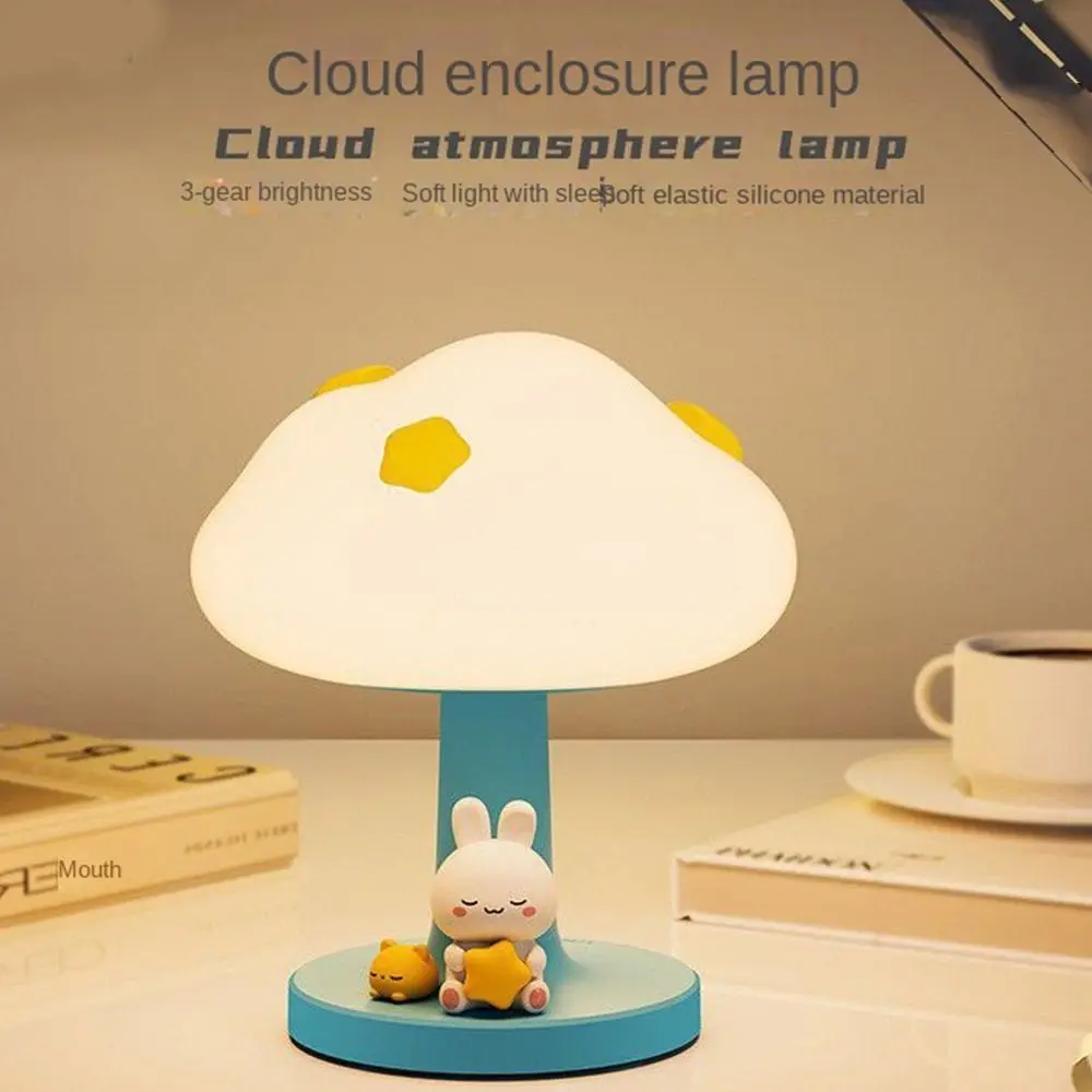 

Cartoon USB Charging Cloud Table Lamp Dimming Timed Sleeping Atmosphere Light LED Soft Light Bedside Table Lamp Bedroom