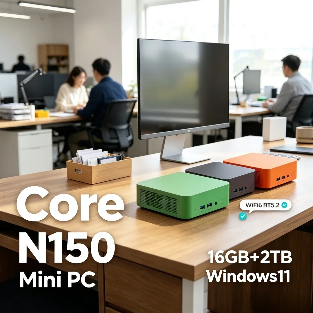 Pocket Small  Intel Core N150 4K Gaming Desktop Mini PC Windows11 16GB RAM 1/2TB SSD Dual Band WIFI6 BT5.2
