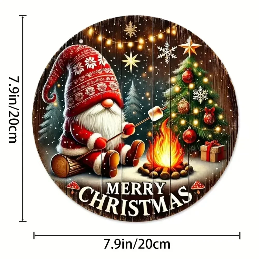 Vintage Christmas Gnome Circular Wooden Sign, Suitable for Home, Living Room, Bar, Caf É, Porch, Party, Holiday Decoration Gifts