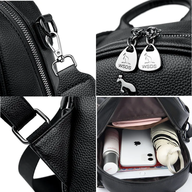 Fashion Mini Backpack High Quality PU Leather Korean Girls Multi-Functional Backpack  Travel Small Backpack Female handbag 2023