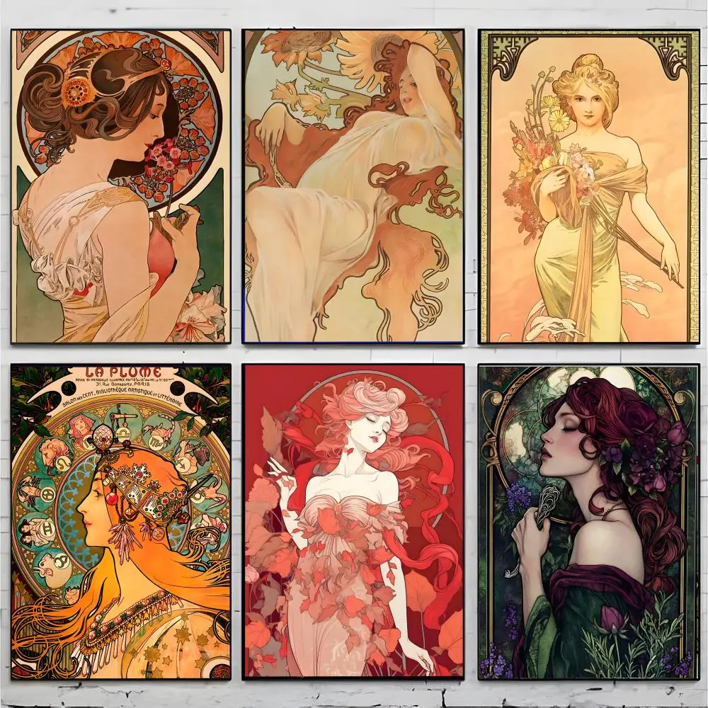 art nouveau illustration A-Alphonse Mucha Poster Premium Decor Art & Gift for Household Lounge Home Ornaments