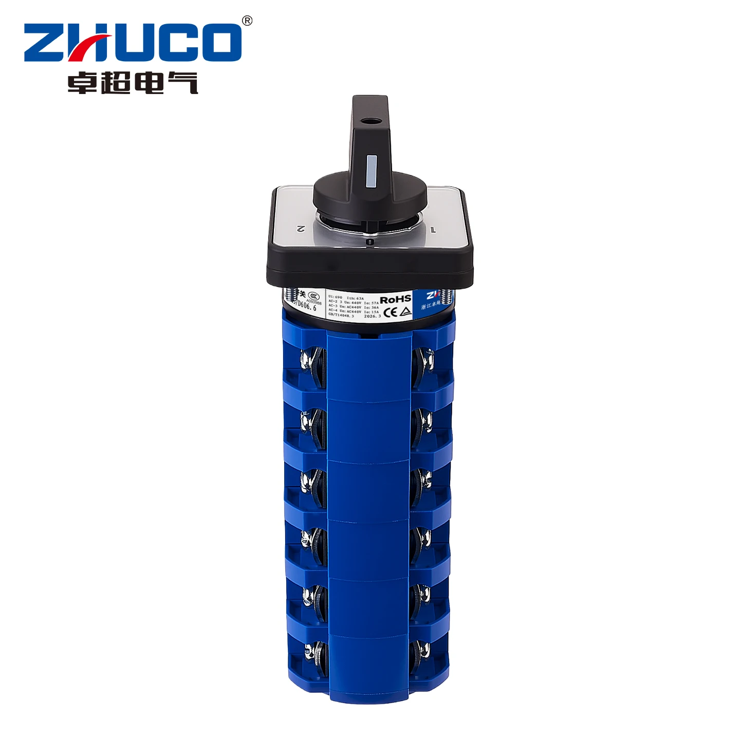 ZHUCO 2/3 Position Selector Switch 63A 660V,24 Terminals  Universal Rotary Cam Selector Latching Changeover Switches for Power Distribution Cabinets, Machine tools, Industrial Panels(SZW26-63,ON OFF ON,ON OFF,ON ON)