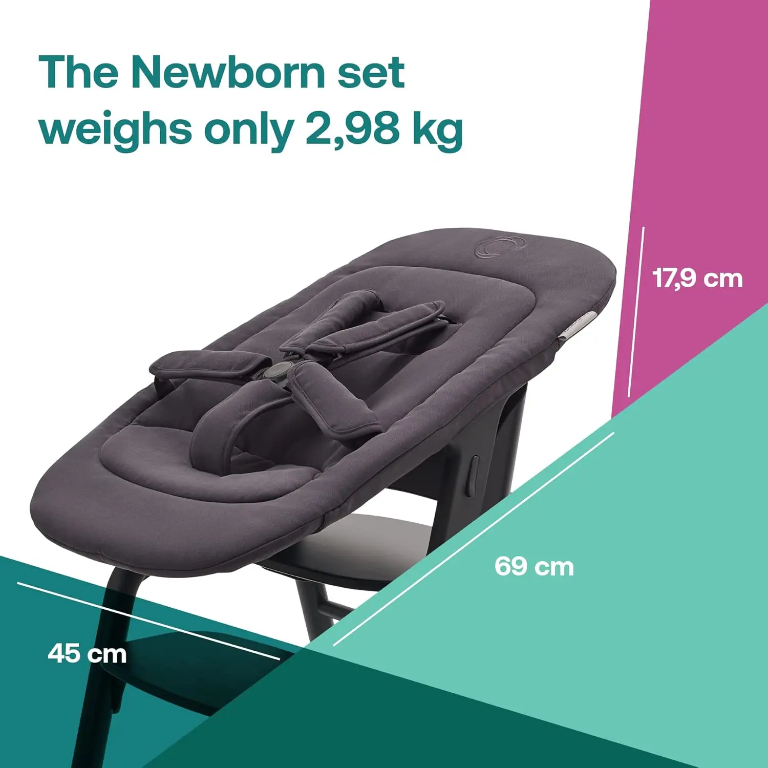 Giraffe Newborn Set for Giraffe High Chair and Rocker, Ergonomic Design, Tornado Grey