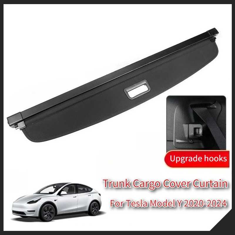 

Для Tesla Model Y Берлинский багажник автомобиля, крышка груза, занавеска, задний багажник, защитный щит, органайзер, перегородка, коврики для конфиденциальности