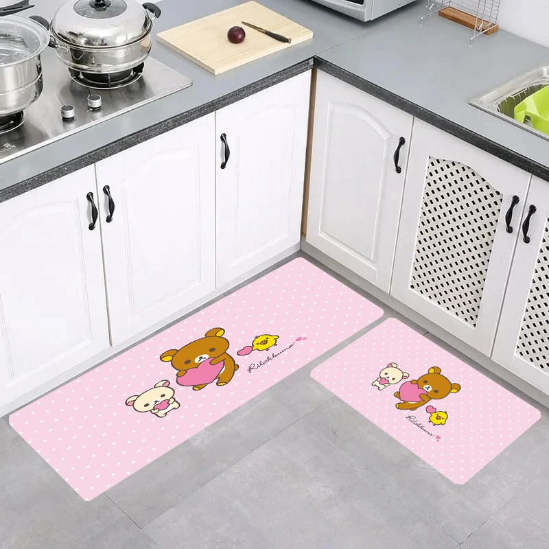 Cute R-Rilakkuma Kitchen Mat Rugs Doormat Entrance Door Home Room Mats Balcony Carpets Foot Carpet Rug Bathroom Bath House Floor