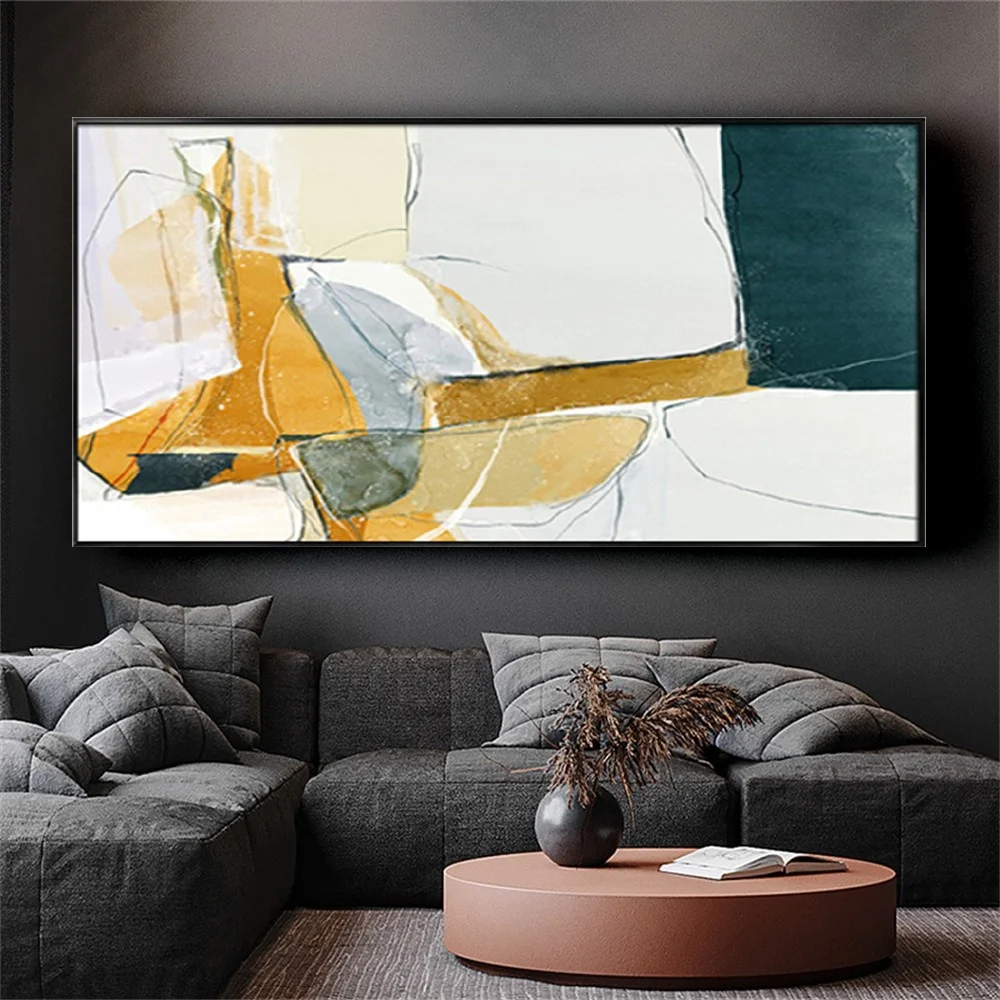 

New Arrival Contemporary Hand-painted Abstract Geometric oil painting on canvas Wall Art Picture For Living Room Decor Painting