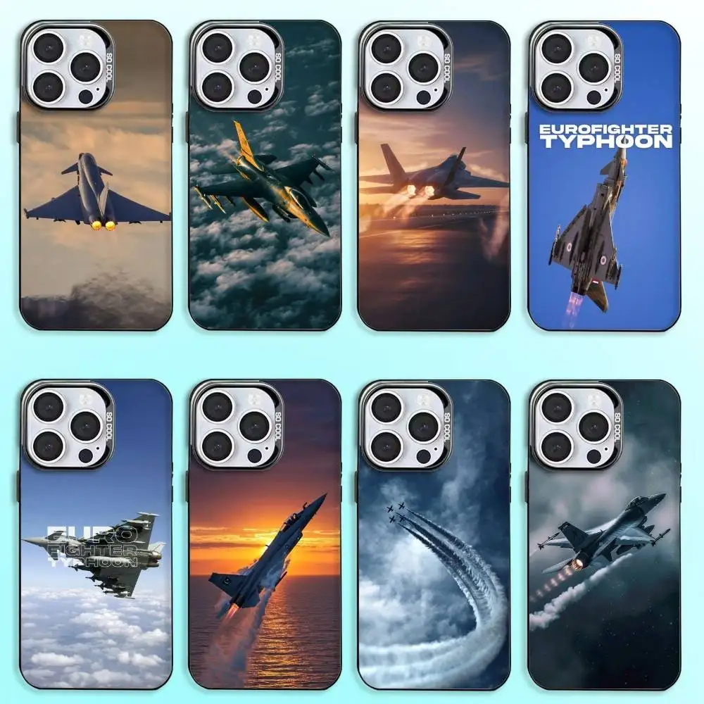 

Fighter Eurofighter Typhoon Phone Case For iPhone17,16,15,14,13,12,11 Plus,Pro Max Colored Silver Plated Inside Cover
