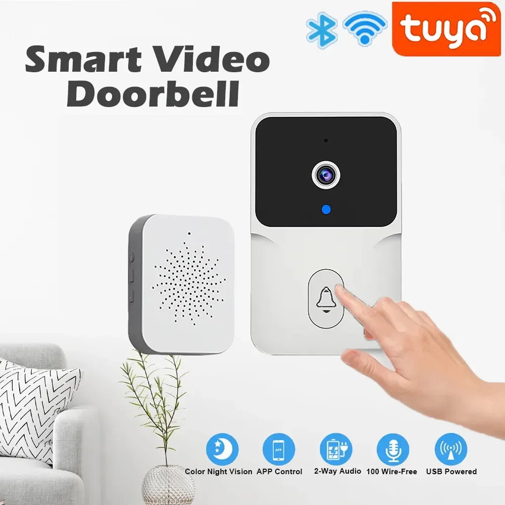 Tuya WiFi Doorbell Camera Waterproof HD PIR Motion Detection IR Alarm Security Door Bell With Camera Night Vision