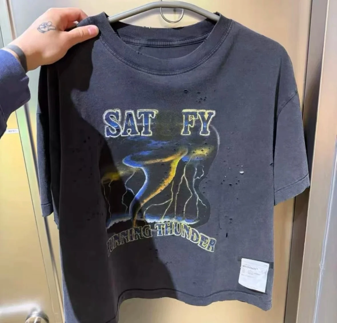SATFY 26ss New  MothTech Running Ripped Short Sleeve T-Shirt