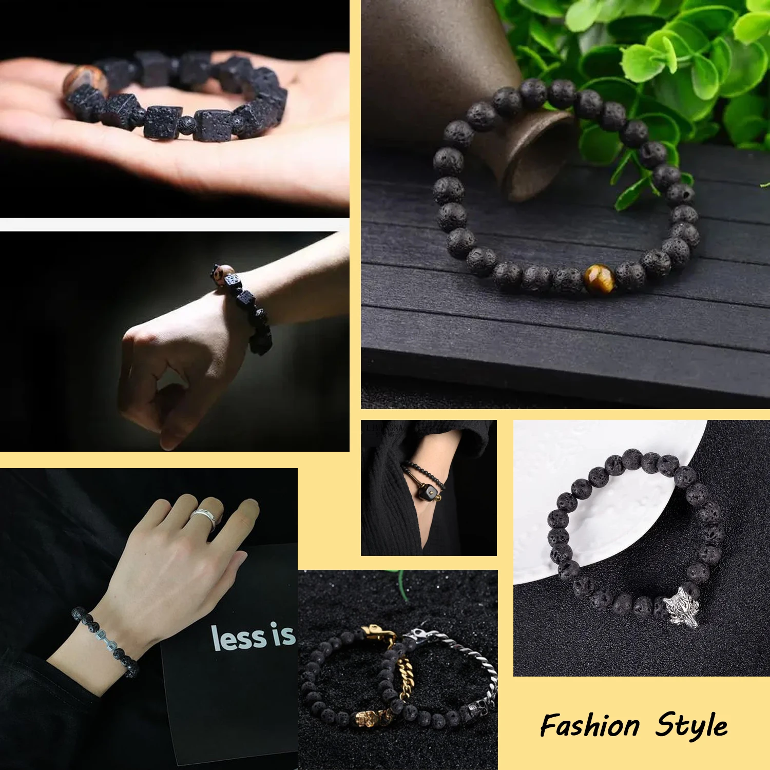Natural Stone Beads Black Lava Stone Plated Black Volcanic Rock Loose Beads Handmade Jewelry Making Diy Earring Bracelet