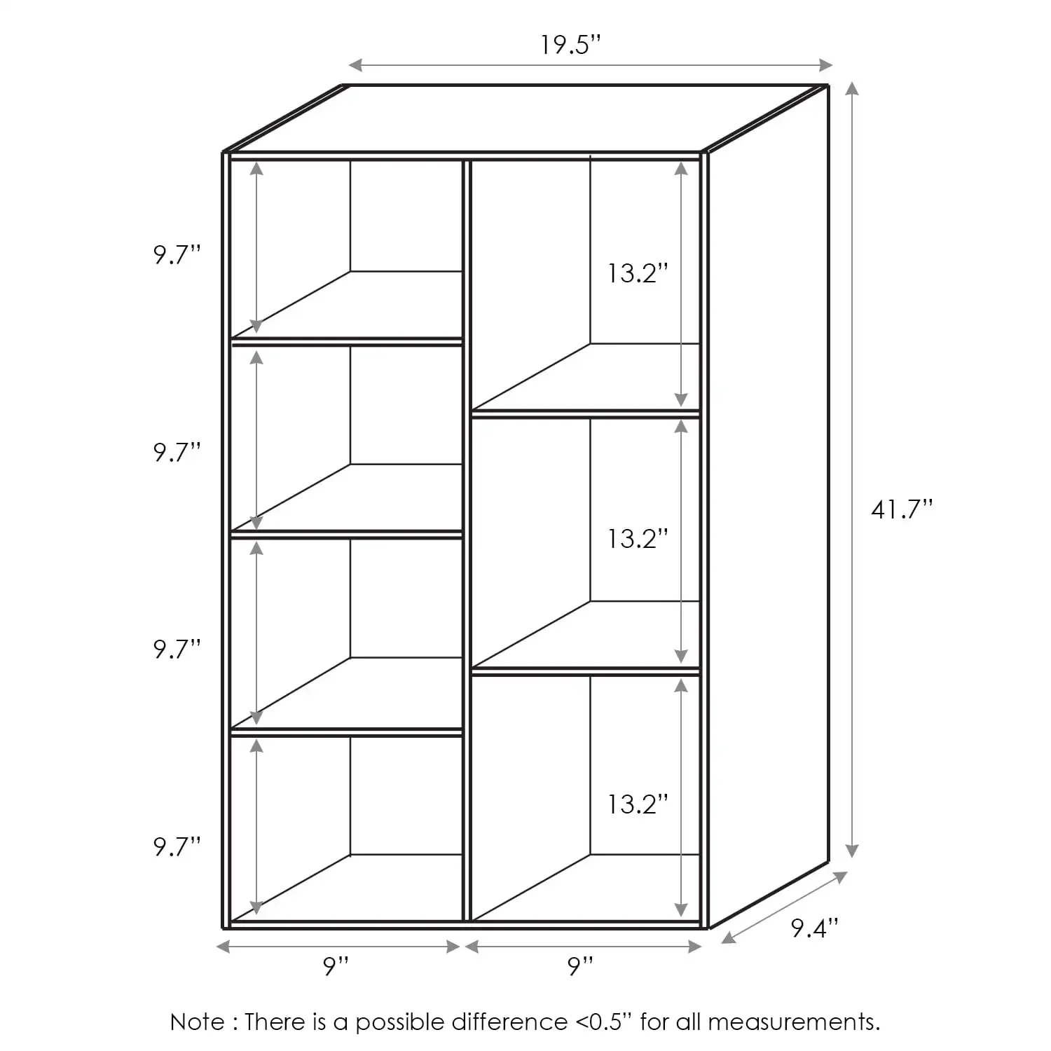 7-Cube Reversible Open Shelf Bookcase, White