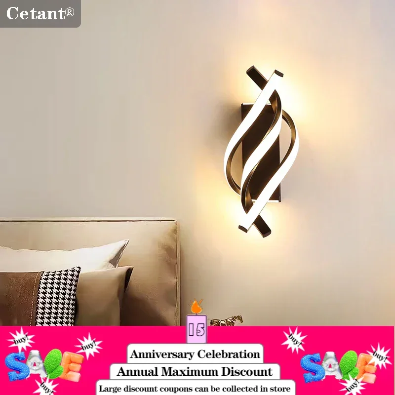 Lámpara de pared LED moderna espiral curvada 2 piezas lámparas dormitorio cabecera pasillo sala de estar escalera pasillo decoración del hogar luces Led