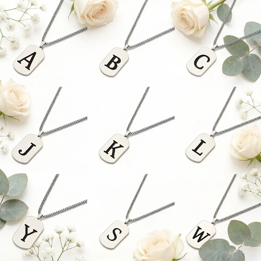 Personalized Stainless Steel Initial Necklace Men Women Custom Alphabet Letter A-Z Pendant Necklaces Hip Hop Jewelry view 4