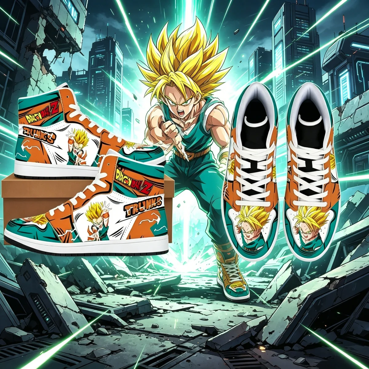 dragon-ball-z-teen-trunks-high-top-sneakers-super-saiyan-youth-warrior-printed-shoes-fresh-teal-orange-block-footwear