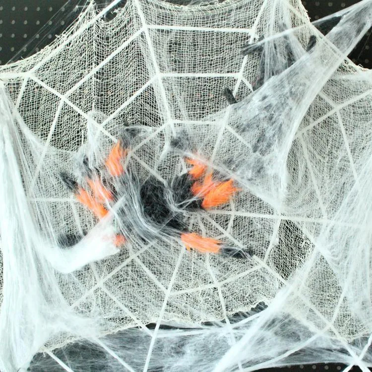 

New Super Realistic 240g Cotton + 50pcs/100pcs Spider Horror Spider Web Plastic Spider Bar KTV Haunted House Outdoor Decoration