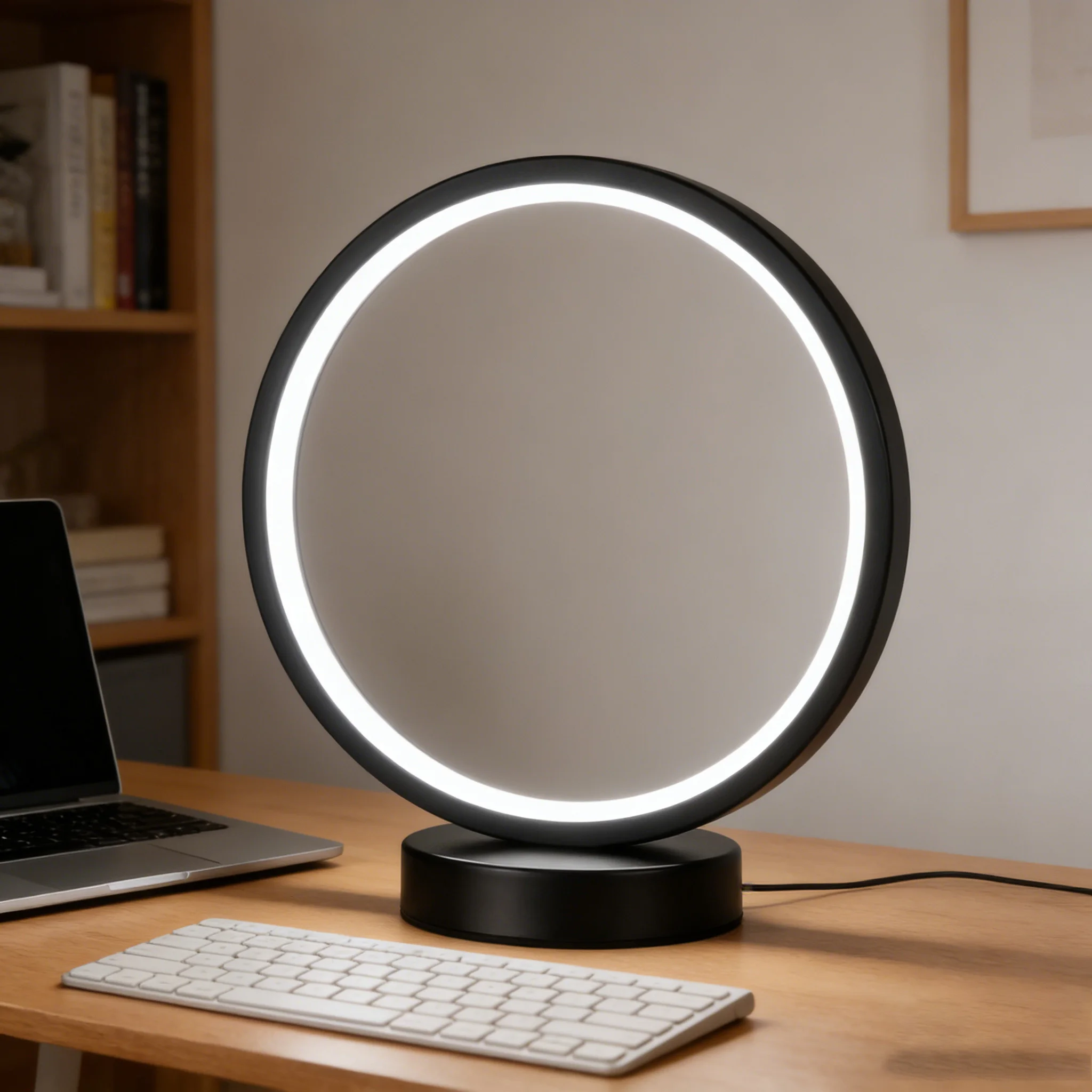 

LED bedside circular lamp with modern and simple style plug-in desk lamp, suitable for home bedrooms and bedrooms