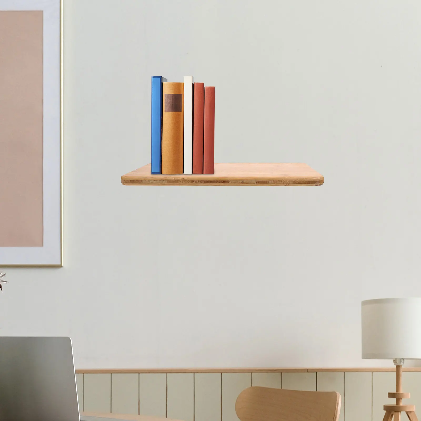 

Wood Floating Shelf Wall Mounted Long Solid Wood Shelf Board for Kitchen Living Room Balcony Storage Hanging Bookshelf