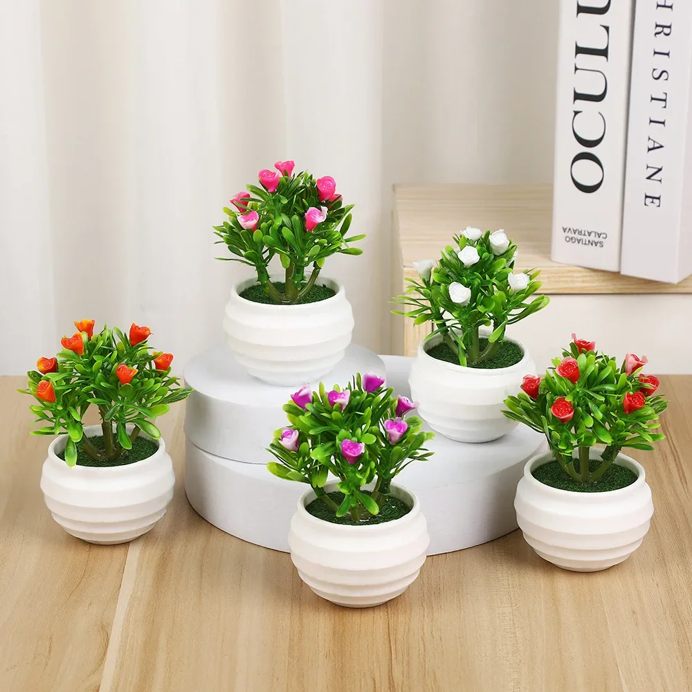 Creative Simulation Potted Plants Gardening Roses Green Plants Small Ornaments Tea Tables Desktop Home Decoration