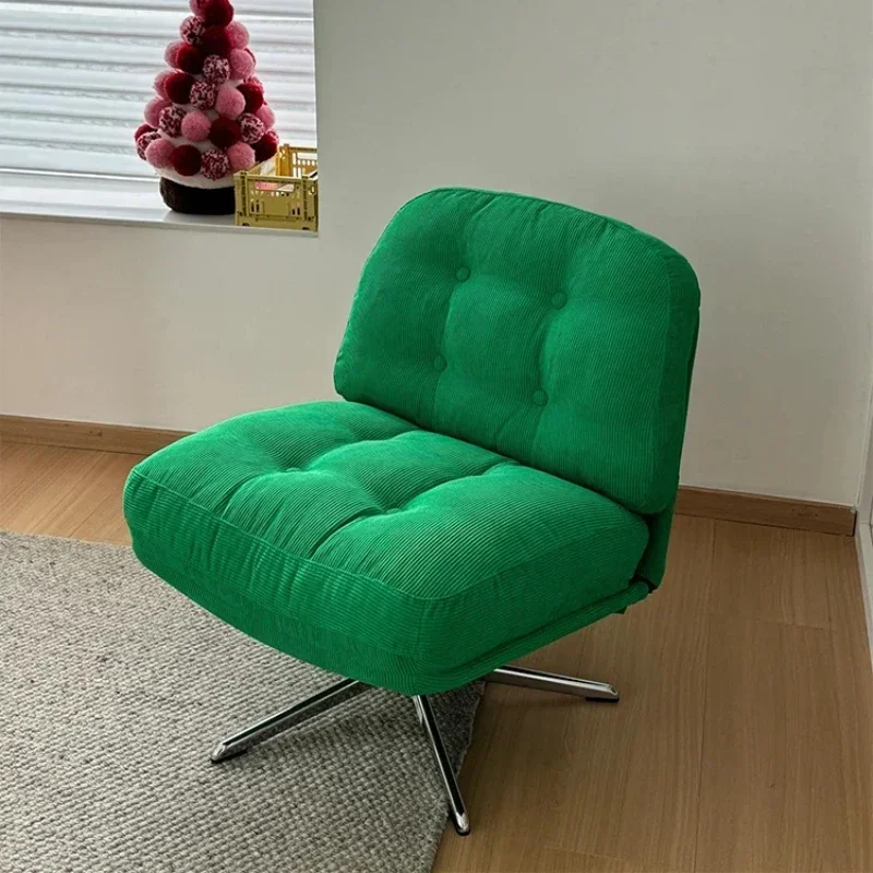 Single Sofa Chair Green Corduroy Fabric Home Furniture Living Room Desk Backrest Chair Bedroom Makeup Stool Customized