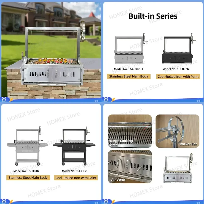 Santa Maria Style BBQ Grill Professional Charcoal Barbecue Machine Deluxe Modern Outdoor Cooking Equipment for Restaurant