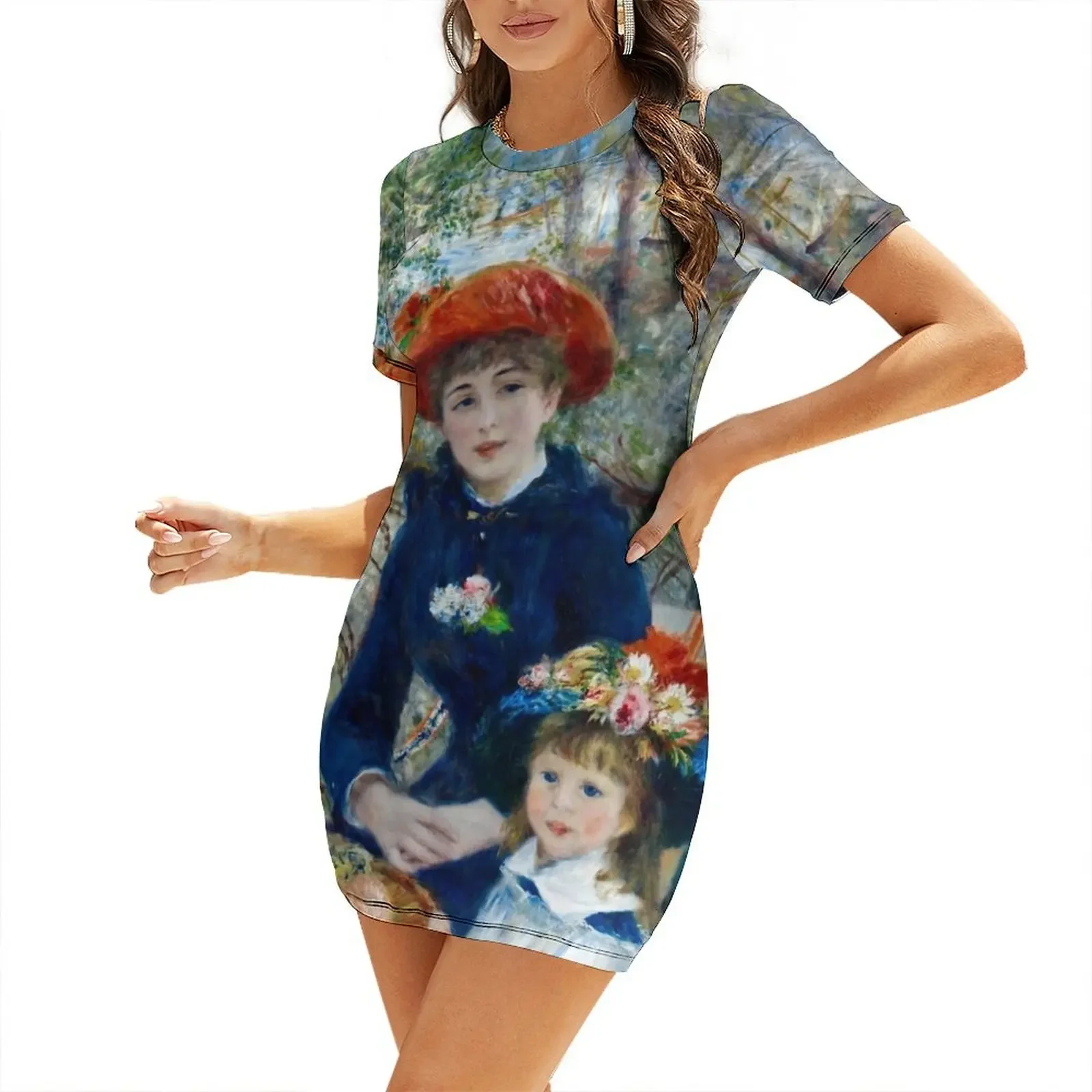 

Auguste Renoir - Two Sisters (On The Terrace) 1881 Short-Sleeved Dress Bridesmaid dress woman Dress