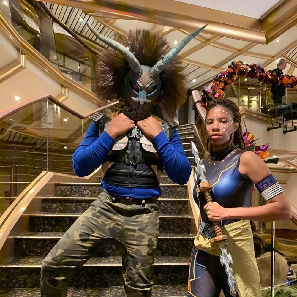 

Маска Erik Killmonger, шлем с длинными волосами, суперзлодей, пантера, маска для косплея, карнавал, вечеринка, костюм на Хэллоуин, реквизит, страшные маски