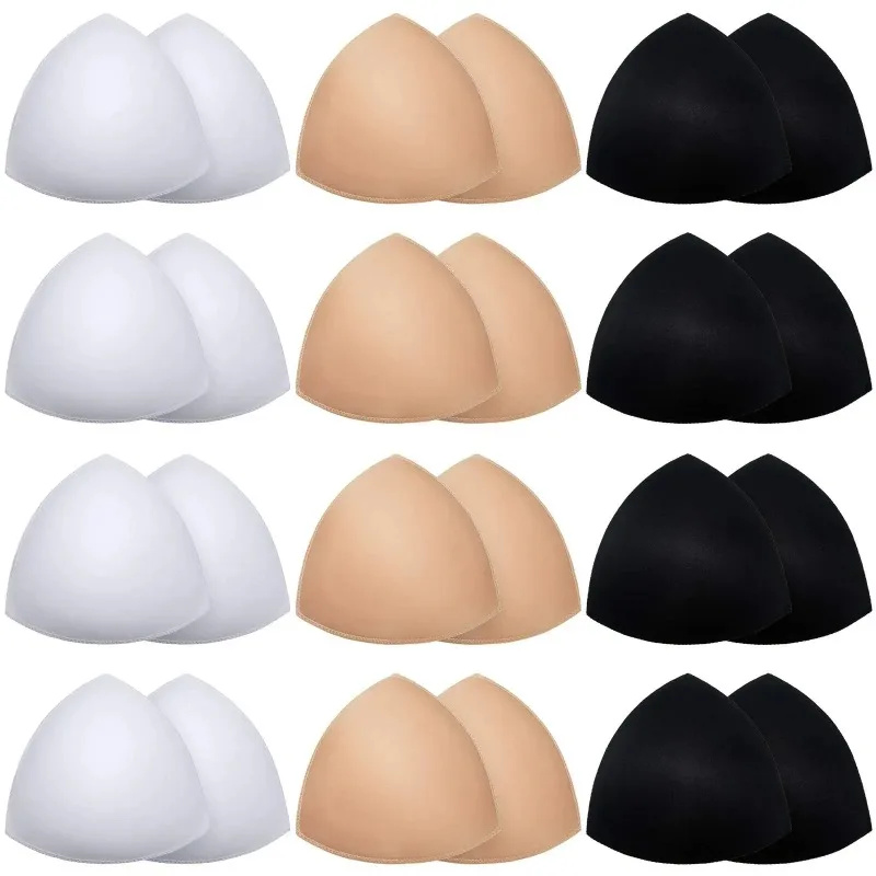 1/5 pares triângulo esponja push up sutiã almofadas conjunto feminino inserção invisível maiô biquíni realçadores de peito copo almofadas acessórios