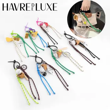HAVREDELUXE Bag Charm per Longchamp Mini Bag ciondolo Tennis guanto da Baseball ciondolo personalità Ins Style cordino intrecciato