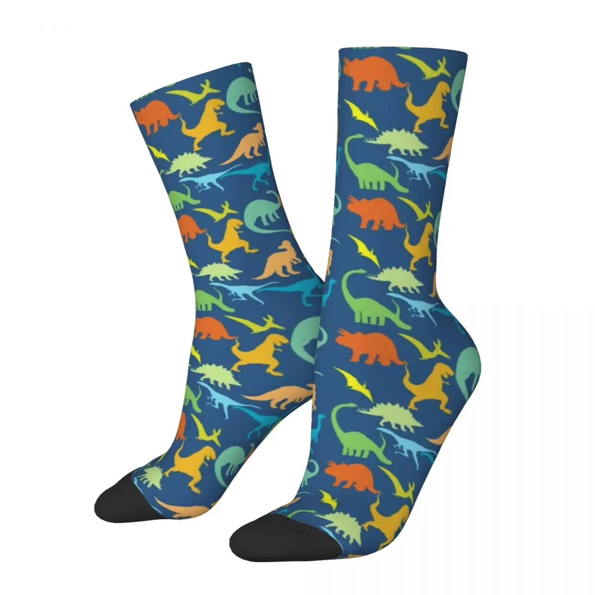 Colorful Dinosaurs Socks Dinosaur Silhouette Funny Stockings Spring Non Slip Women Men Socks Comfortable Skateboard Socks