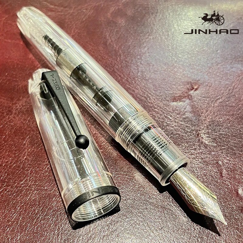 Jinhao 9019 Füllfederhalter Dadao Serie Transparent mit Schwarzem Rand Feine Spitze Großer Konverter Glattes Schreibgerät – Detail 11