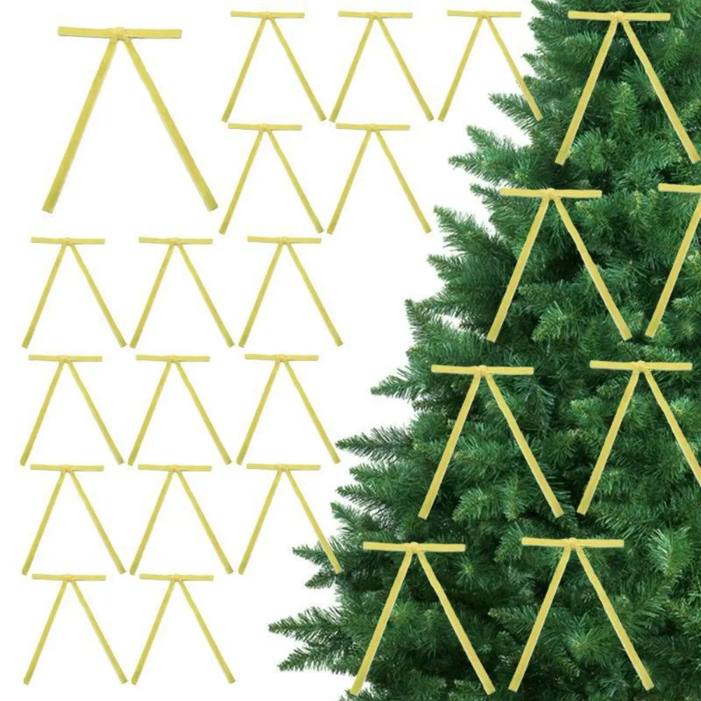 12pcs Multifunctional Slender Velvet Christmas Bows with Cable Tie Vintage Christmas Tree Ribbon Bow DIY Wreaths Bows Wedding