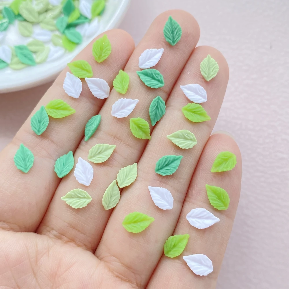 200Pcs New Cute Resin Mini Small Leaves Flatback Jewelry Making Manicure Hairwear Accessories