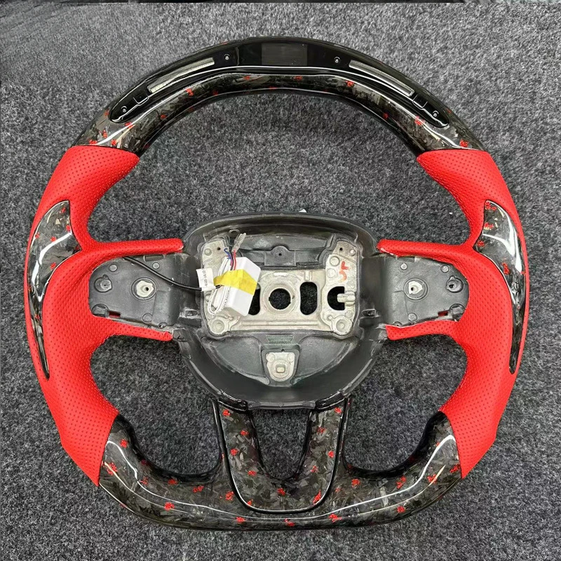 For Dodge Challenger Hellcat Modified Forged Carbon Fiber LED Racing Steering Wheel With Steering Wheel Horn Cover