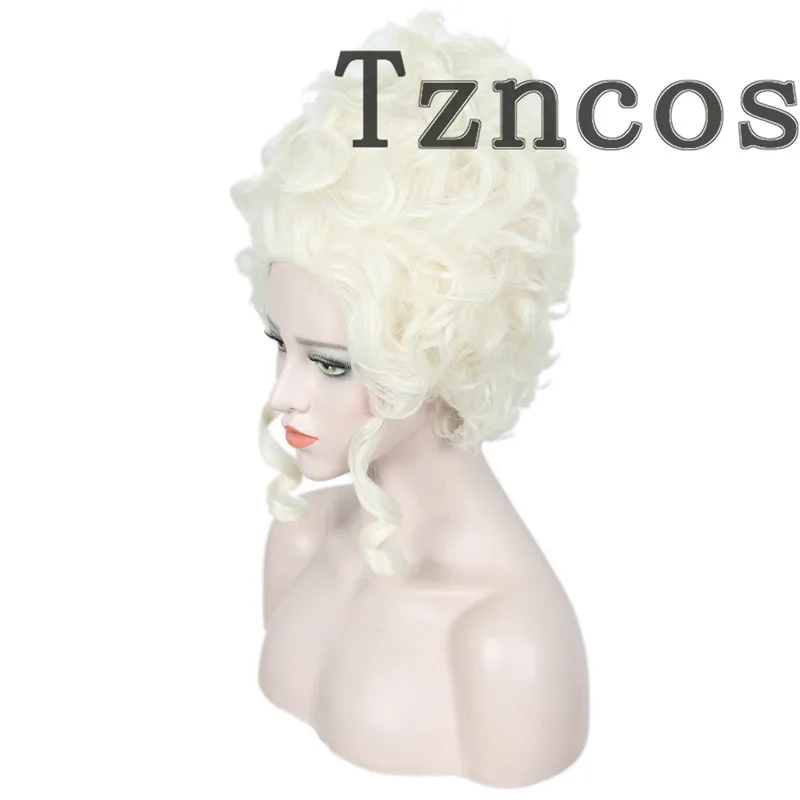 Tzncos – perruque synthétique courte Blonde pour femmes, compatible 50s 80s, perruque de Costume Marie Antoinette, cheveux résistants à la chaleur