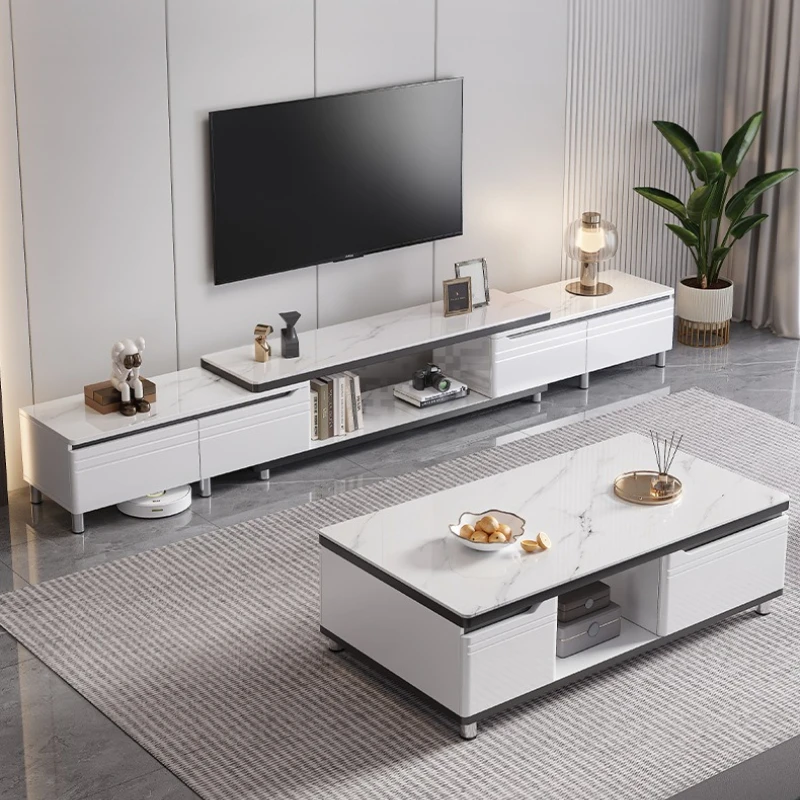 apartment living room Tv stand minimalist retractable modern storage TV cabinet Interior nordic mesa para televisión furniture